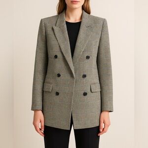 J. McLaughlin Wool Blend Glenn Plaid Double Breasted Blazer